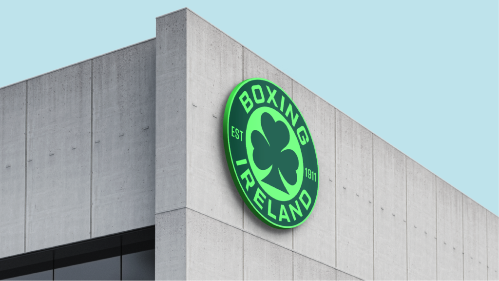 Image of boxing ireland logo on exterior of building