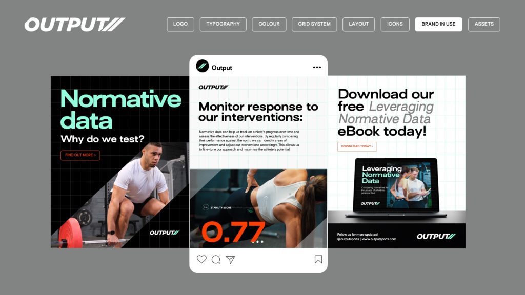 Output sports brand design by branding sport design agnency